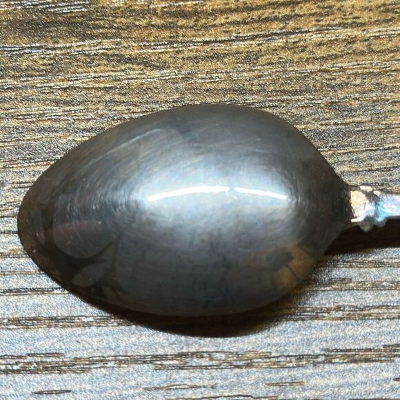 Sugar SPOON Silverplate Vintage EXQUISITE EPNS AMBER crystal PINEAPPLE TOP mini - Picture 6 of 8